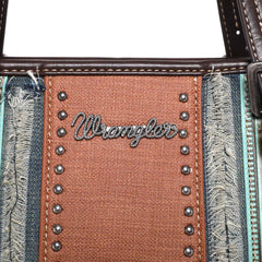 Wrangler Aztec Embossed Fray Denim Tote Bag - Montana West World