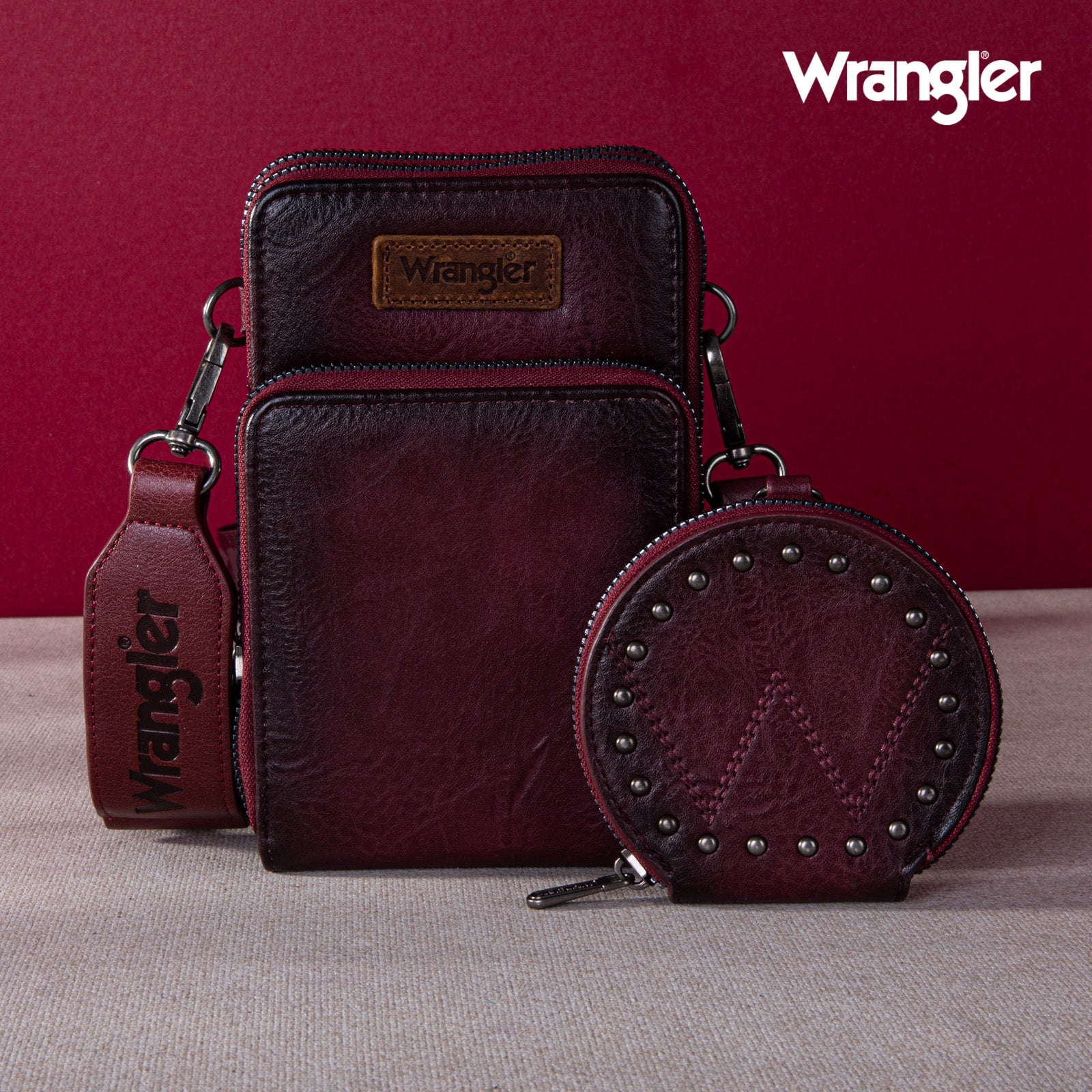 Wrangler Crossbody Cell Phone Purse 3 Zippered Compartment with Coin Pouch - Montana West World