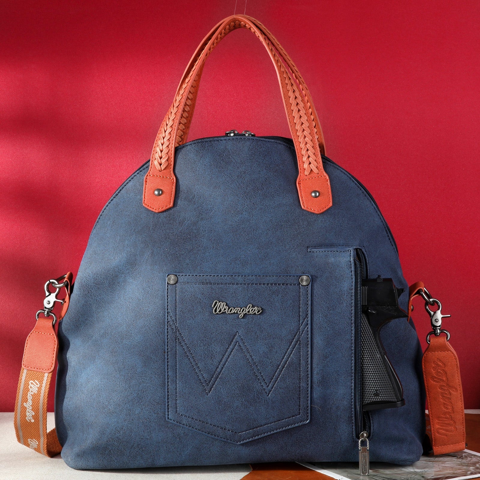 Wrangler Navy Carry-All Concealed Carry Crossbody Tote - Montana West World