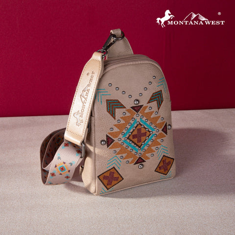 Montana West Embroidered Aztec Collection Sling Bag - Montana West World