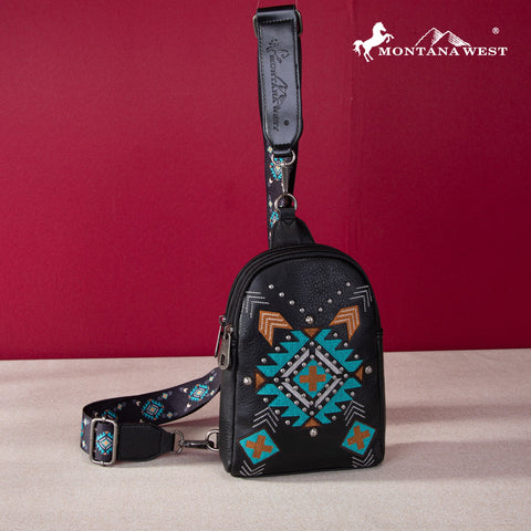 Montana West Embroidered Aztec Collection Sling Bag - Montana West World