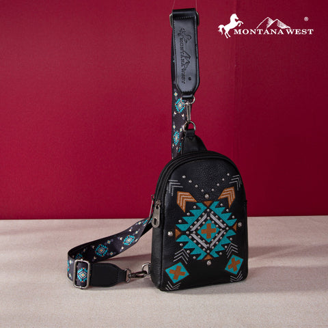 Montana West Embroidered Aztec Collection Sling Bag - Montana West World