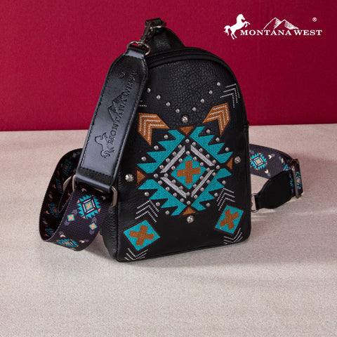 Montana West Embroidered Aztec Collection Sling Bag - Montana West World