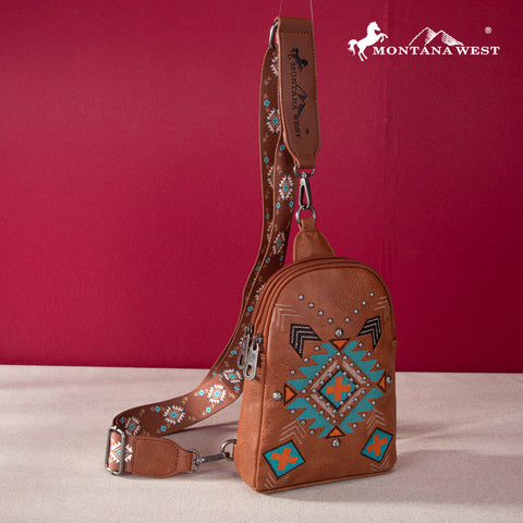 Montana West Embroidered Aztec Collection Sling Bag - Montana West World