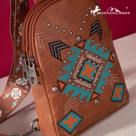 Montana West Embroidered Aztec Collection Sling Bag - Montana West World