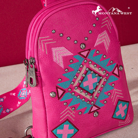 Montana West Embroidered Aztec Collection Sling Bag - Montana West World