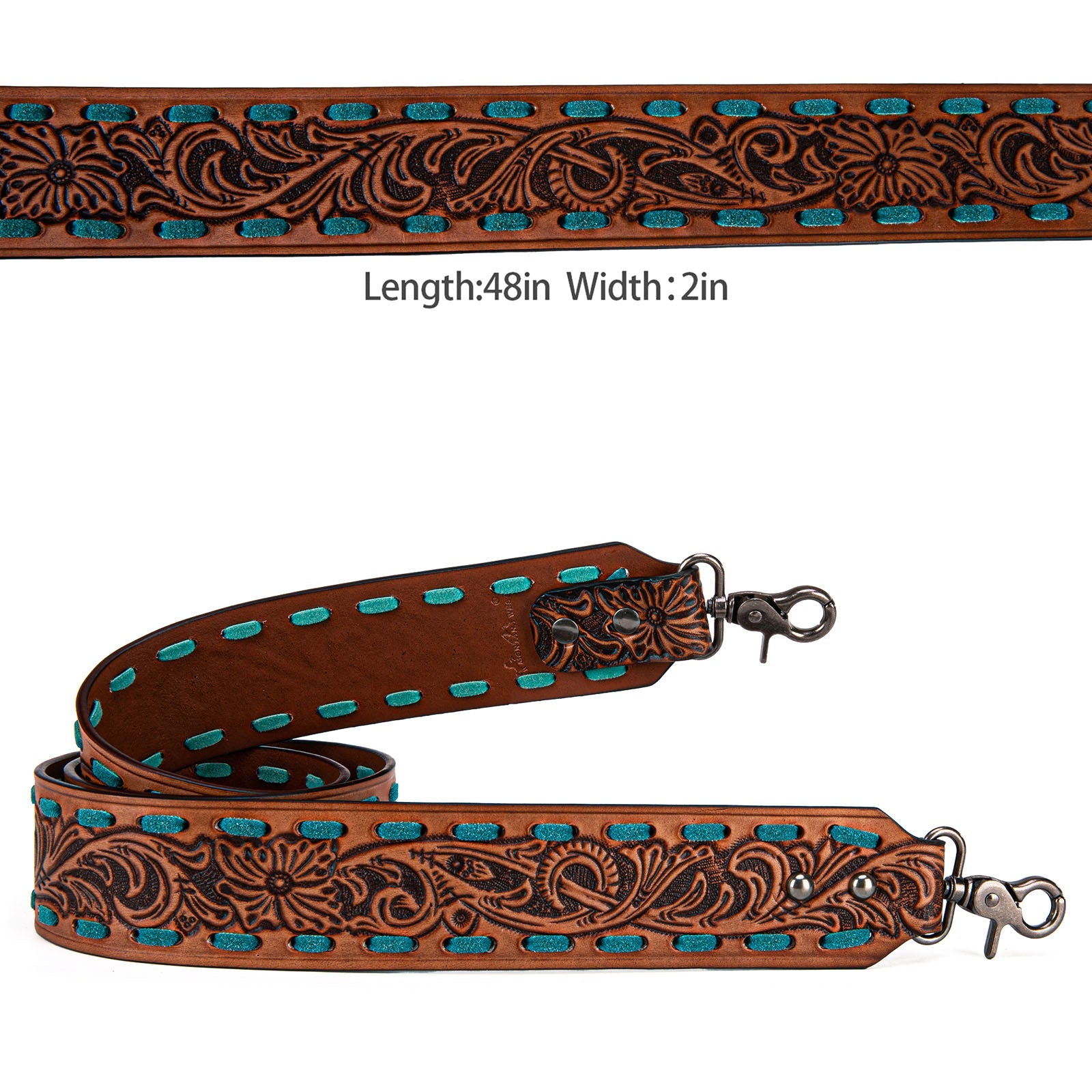Montana West Western Guitar Style Brown Floral Tooled Crossbody Strap - Montana West World
