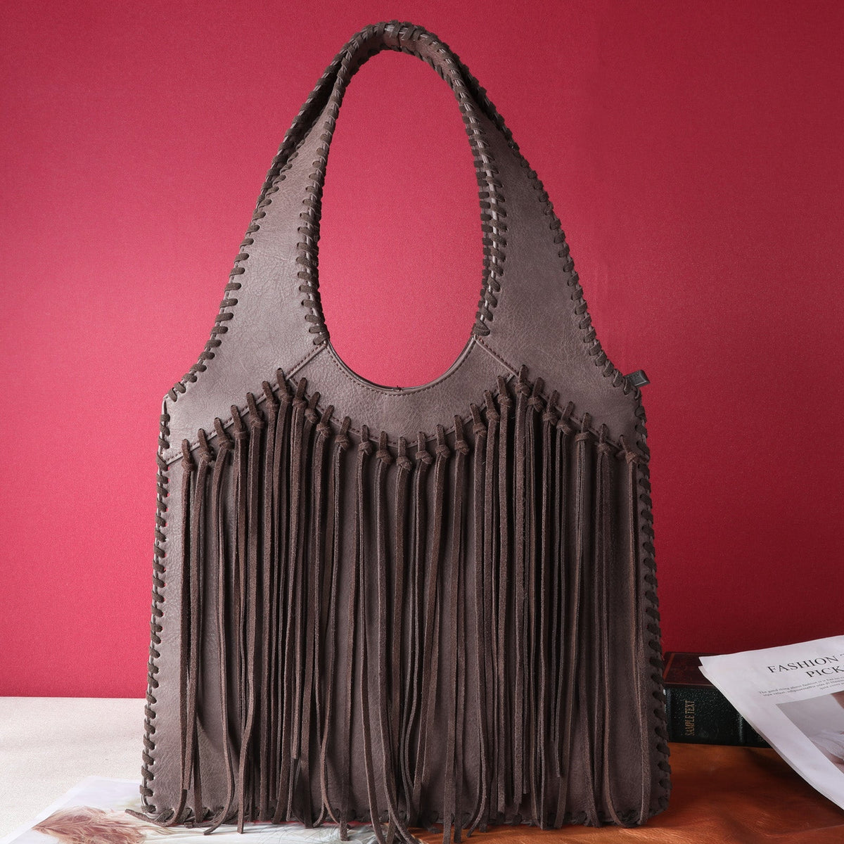 Trinity Ranch Hand-Tie Fringe Concealed Carry Hobo Shoulder Bag - Montana West World