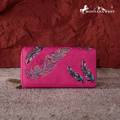 Montana West Feather Embroidered Wallet - Montana West World