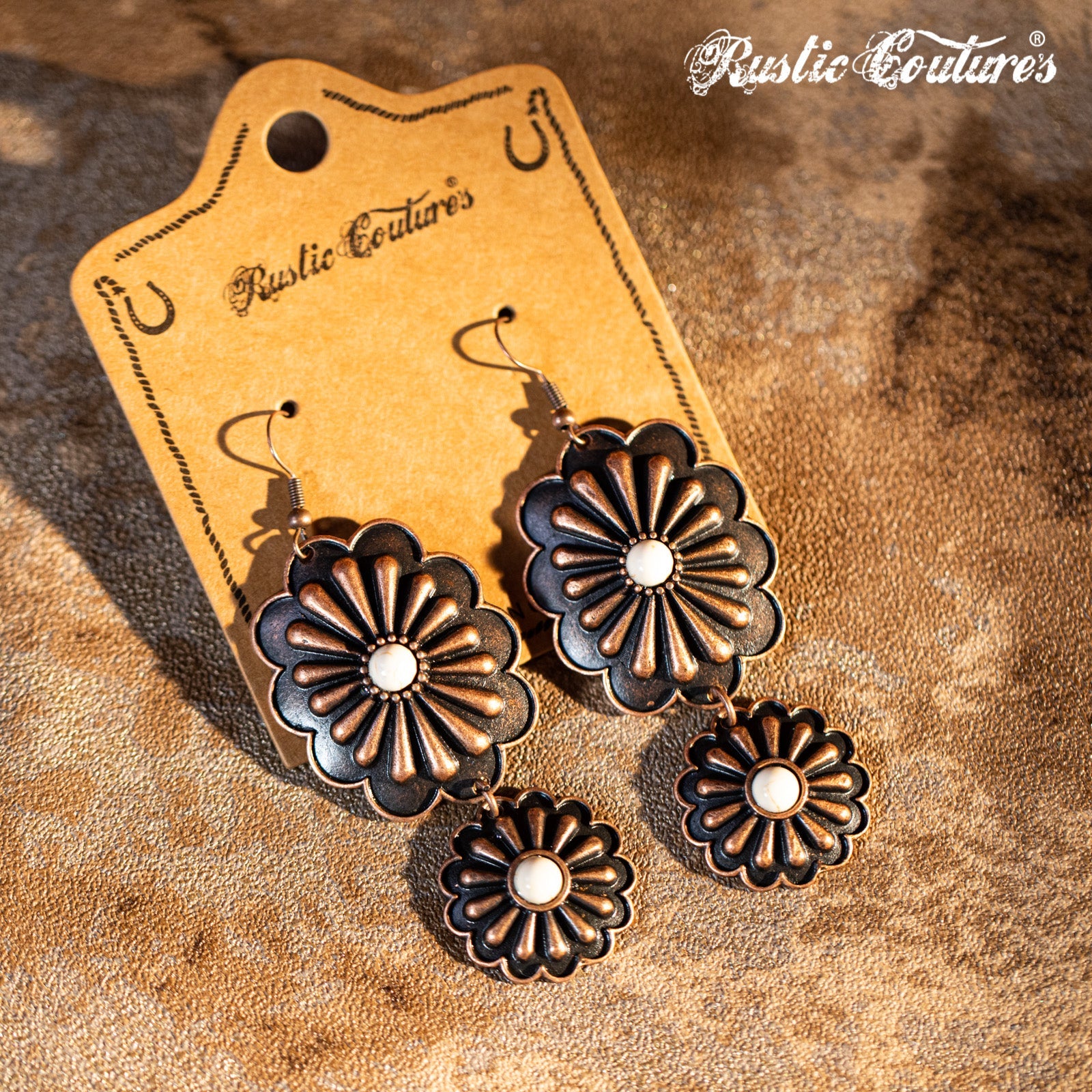 Rustic Couture's Navajo Silver Concho with Natural Stone Dangling Earring - Montana West World