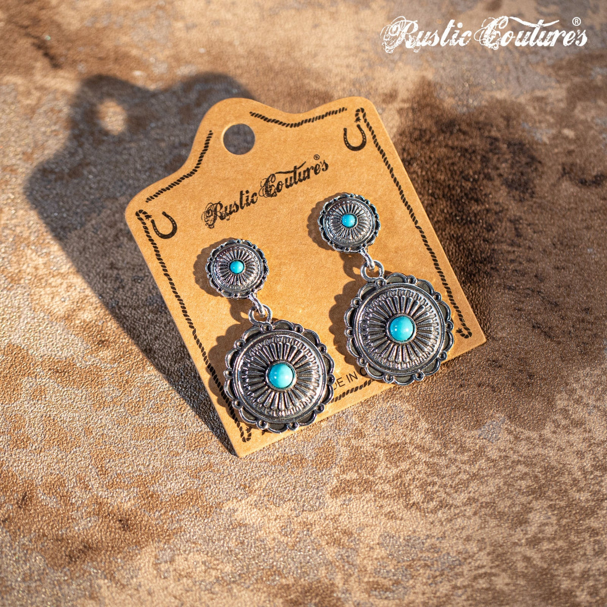 Rustic Couture's Navajo Natural Stone Concho Dangling Earring - Montana West World