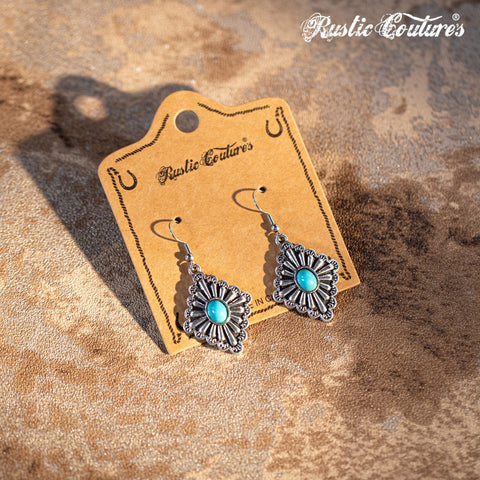 Rustic Couture's Bohemian Daisy Rhombus Nature Stone Drop Earring - Montana West World