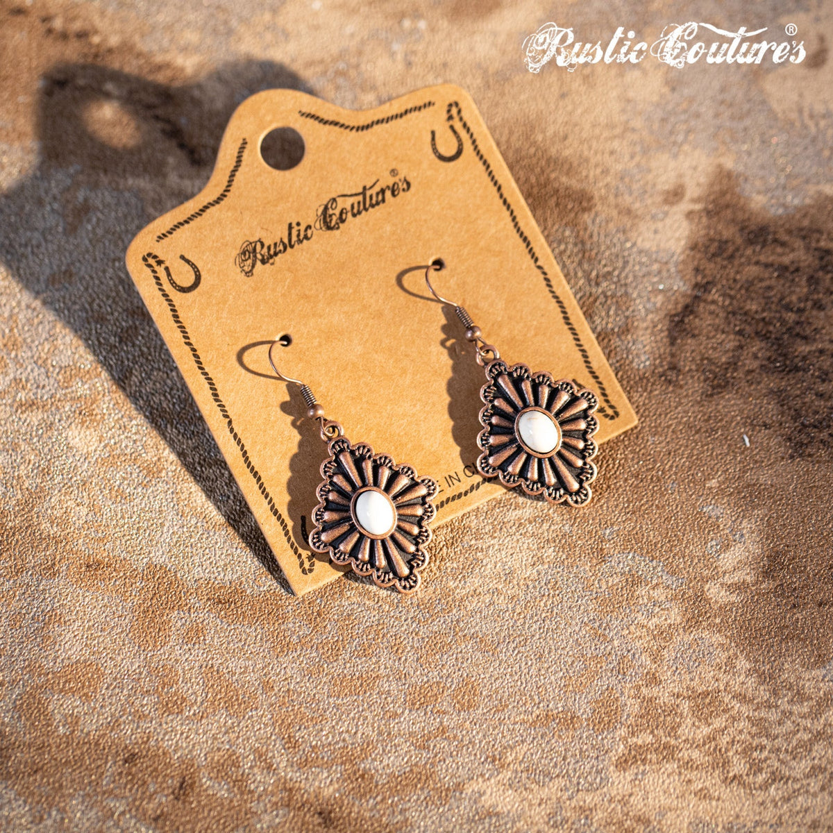 Rustic Couture's Bohemian Daisy Rhombus Nature Stone Drop Earring - Montana West World