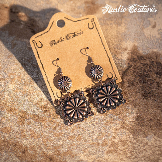 Rustic Couture's Navajo Square Concho Dangling Earring - Montana West World