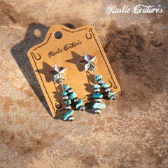 Rustic Couture's Metal Star Chips W/Seed Beads Dangle Earring - Montana West World