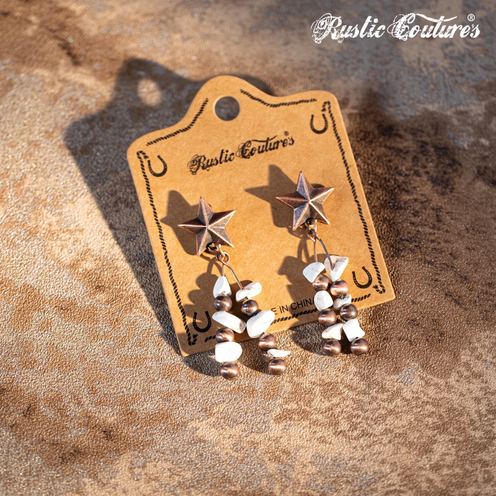 Rustic Couture's Metal Star Chips W/Seed Beads Dangle Earring - Montana West World