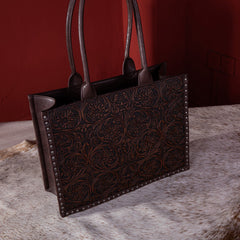 Montana West Vintage Floral Tooled Carry-All Tote - Montana West World