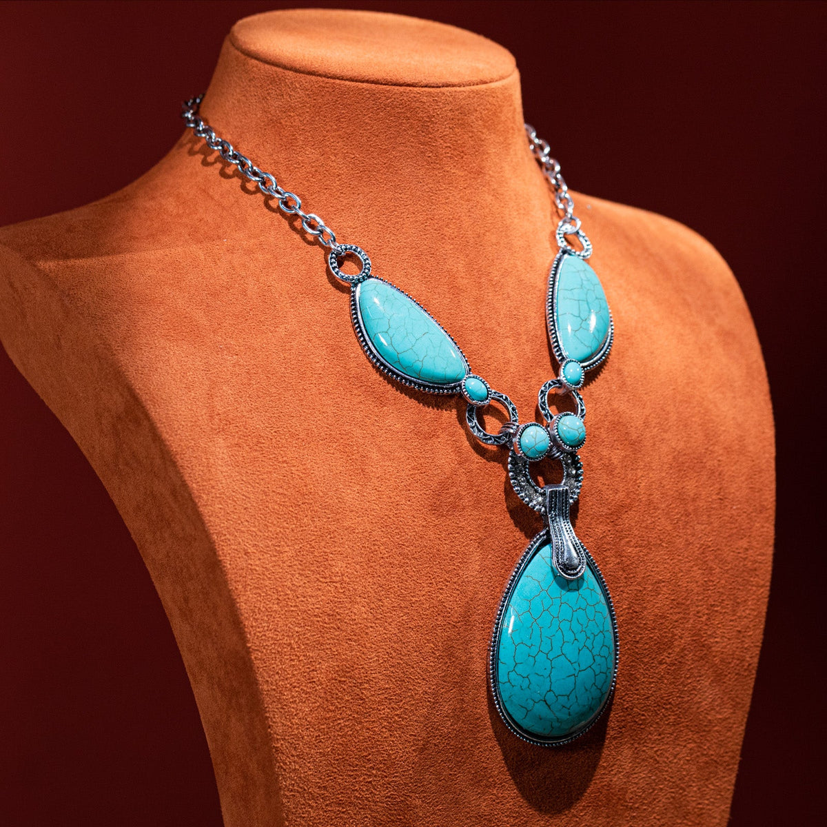 Rustic Couture Turquoise Stone Necklace - Montana West World