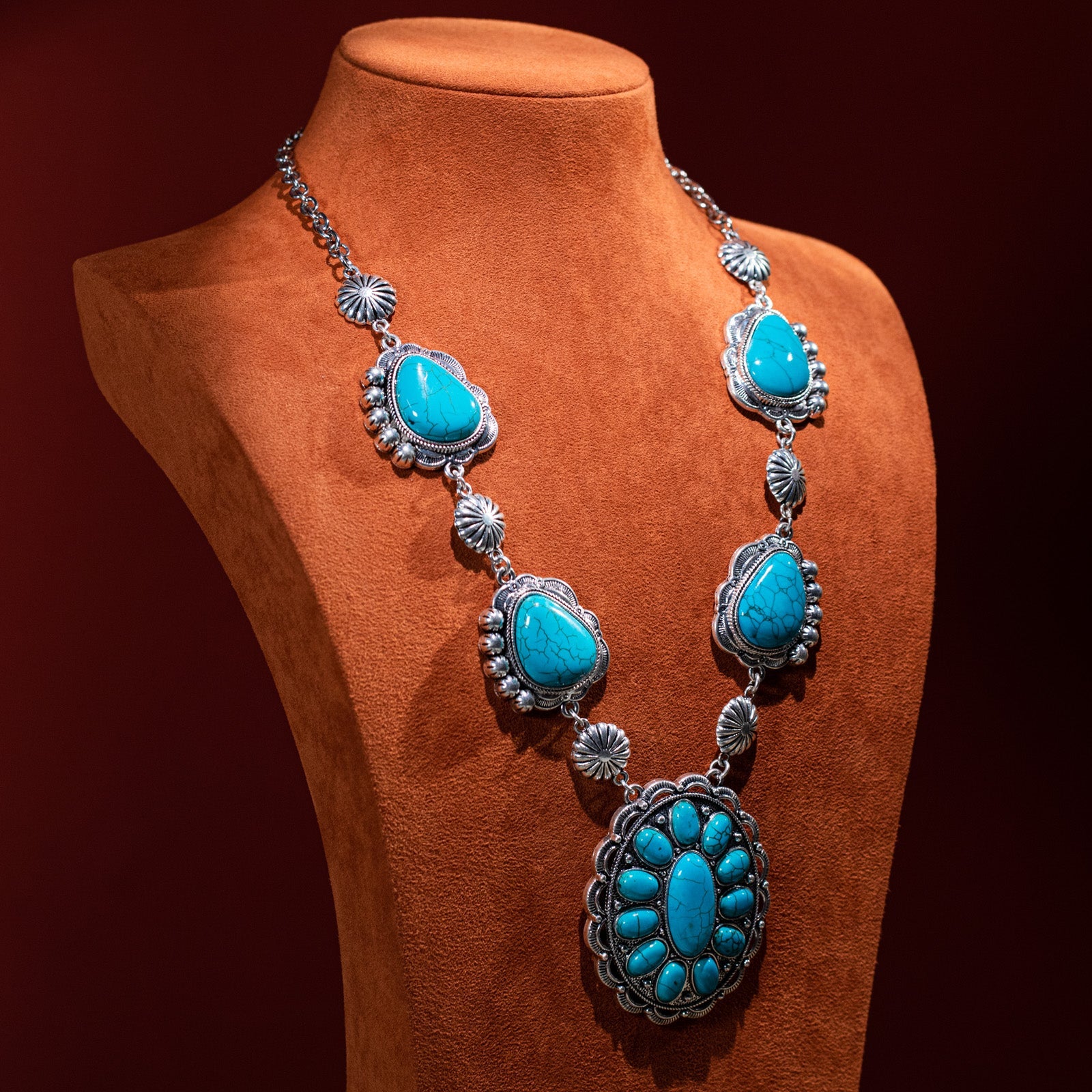 Rustic Couture Turquoise Concho Statement Necklace - Montana West World