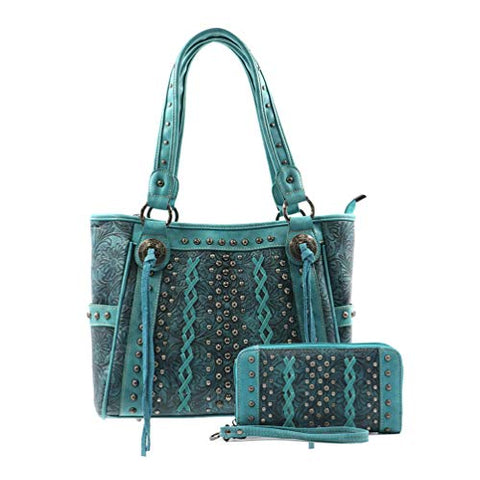 American Bling Floral Embossed Tote and Wallet Set - Montana West World