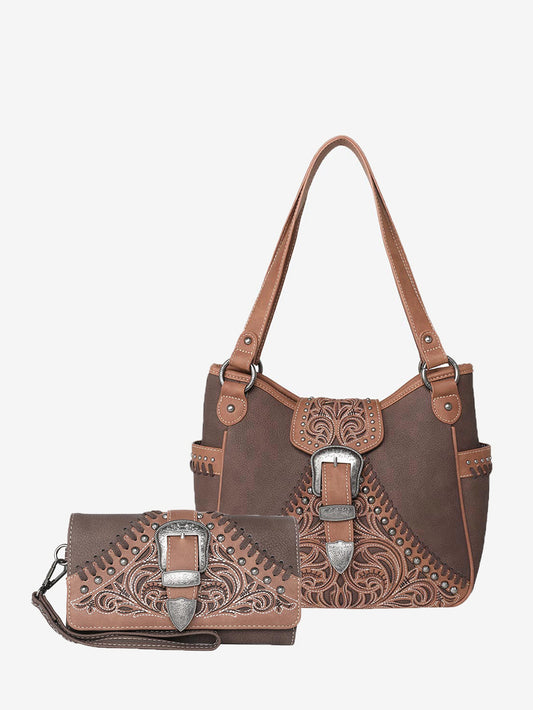 (Sale) Montana West Embroidered Floral Concealed Carry Handbag Set - Montana West World