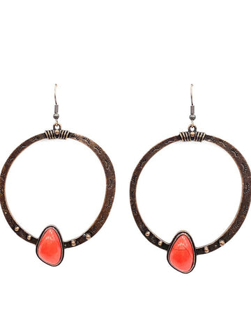 Montana West Circle Base Red Stone Earrings - Montana West World