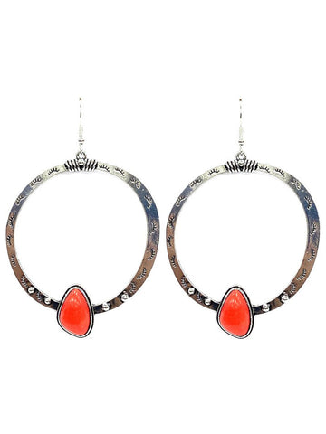 Montana West Circle Base Red Stone Earrings - Montana West World