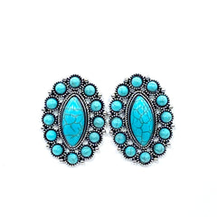 Montana West Turquoise Blossom Round Drop Earrings - Montana West World