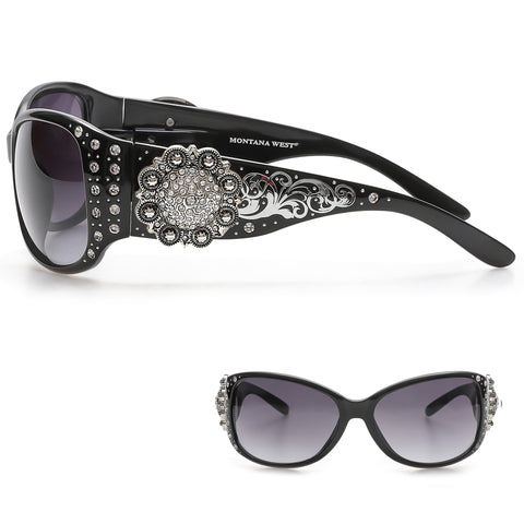 Montana West Rhinestone Flower Sunglasses For Women - Montana West World