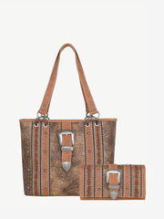 Montana West Buckle Floral Embossed Concealed Carry Tote Bag Collection - Montana West World