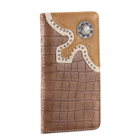 Montana West Croc Print Concho Bifold Long Wallet - Montana West World