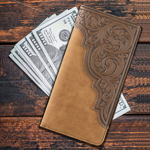 Montana West Embossed Floral Men's Bifold Long Wallet - Montana West World