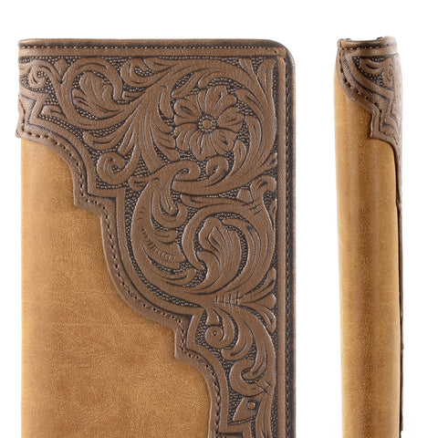 Montana West Embossed Floral Men's Bifold Long Wallet - Montana West World