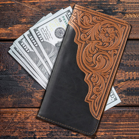 Montana West Embossed Floral Men's Bifold Long Wallet - Montana West World