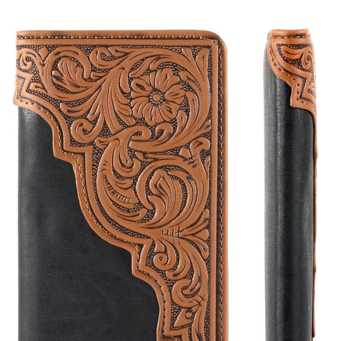 Montana West Embossed Floral Men's Bifold Long Wallet - Montana West World