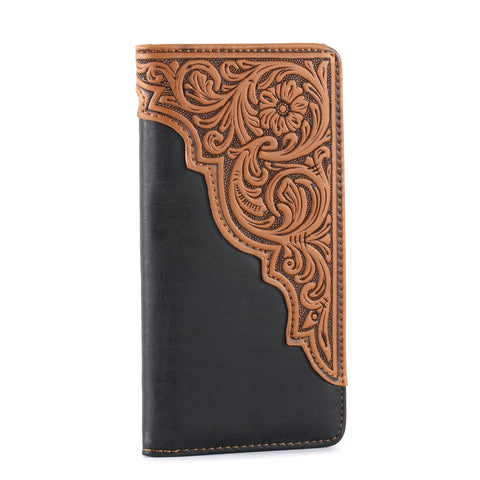 Montana West Embossed Floral Men's Bifold Long Wallet - Montana West World