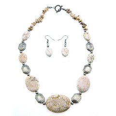 Montana West White Beads Short Necklace Set - Montana West World